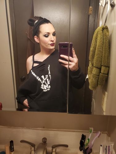 Customer photo review of 153 - Regret Wide Neck Sweatshirt