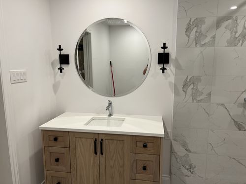 Customer photo review of Bridgeport 48" White Oak Bathroom Vanity