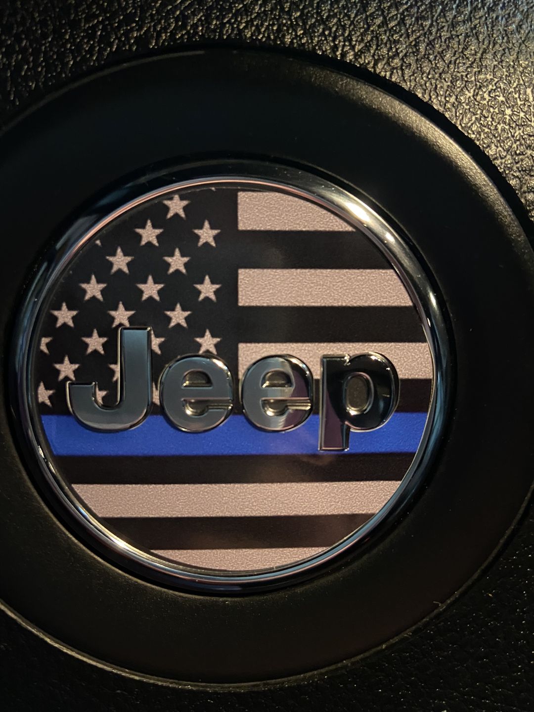 Customer photo review of First Responder Flag Steering Wheel Decal for Jeep