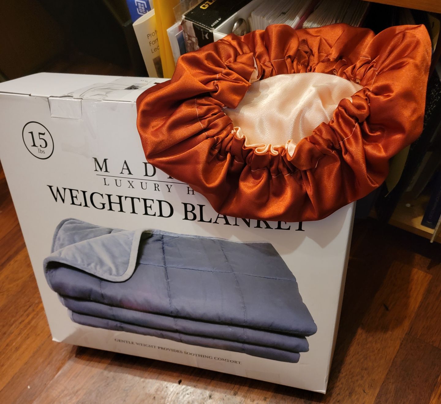 Customer photo review of Peachy Rust Double Layer Bonnet