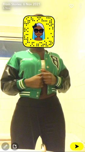 Customer photo review of Letter Embroidery Color Block Classic Jacket