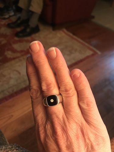 Customer photo review of Men's Black Onyx Ring with 0.03ct Genuine Diamond in 925 Sterling Silver
