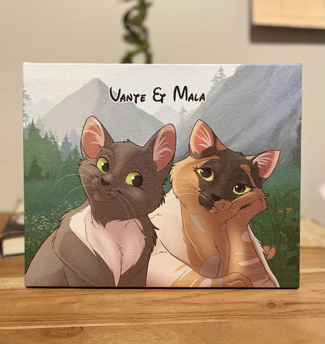 Customer photo review of Custom Cartoon Wrapped Pet Canvas