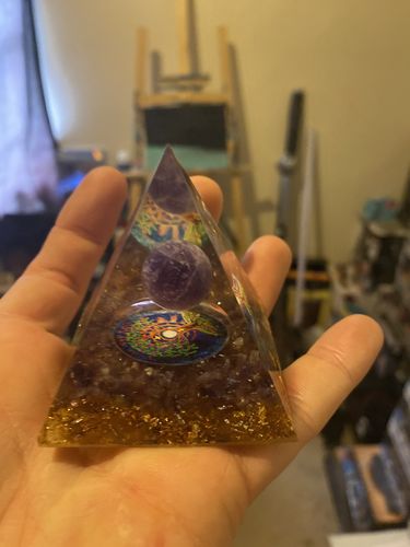 Customer photo review of Orgonite Energy Pyramid with Amethyst Sphere
