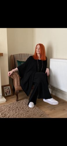 Customer photo review of Raw Edge Oversized Poncho & Trousers Set in Black