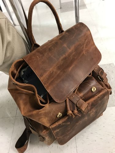 Customer photo review of Crazy Horse Buffalo Leather Travel Backpack
