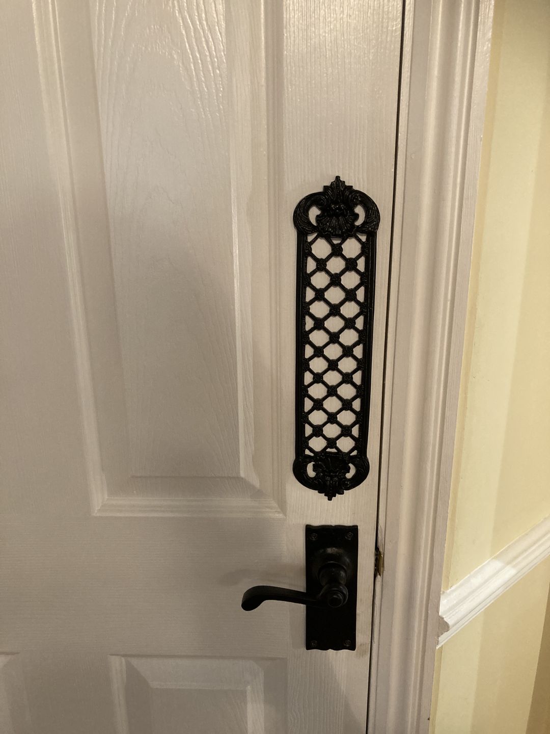 Customer photo review of Cast Iron Lattice Door Push Plate Antique Black