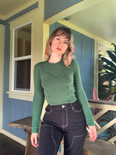 Customer photo review of Eco-Mousse™ Thermal Brushed Rib Corset Crop Top
