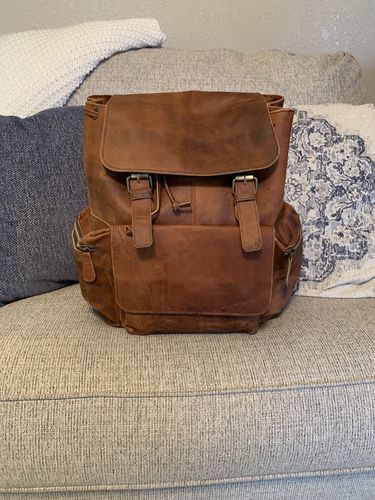 Customer photo review of Crazy Horse Buffalo Leather Travel Backpack