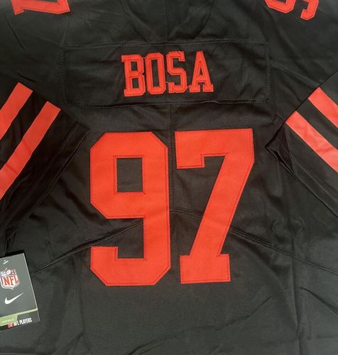 Customer photo review of 2021 San Francisco 49ers Players 10 Jimmy Garoppolo 5 Trey Lance 85 George Kittle 97 Nick Bosa 54 Fred Warner 19 Deebo Samuel 44 Kyle Juszczyk 11 Brandon Aiyuk Jerseys