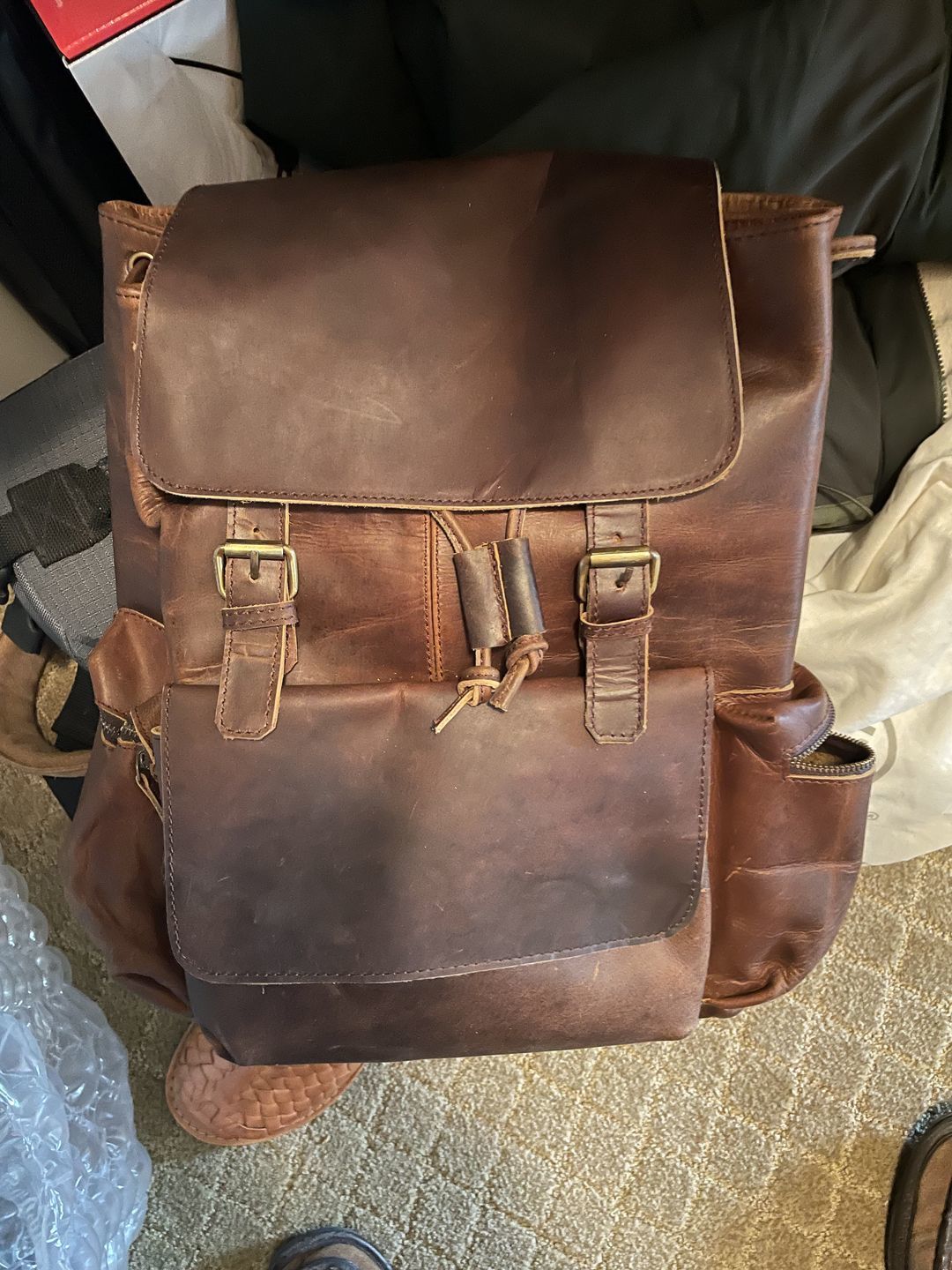 Customer photo review of Crazy Horse Buffalo Leather Travel Backpack