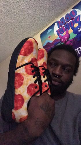 Customer photo review of Pepperoni Pizza Print Black Athletic Shoes