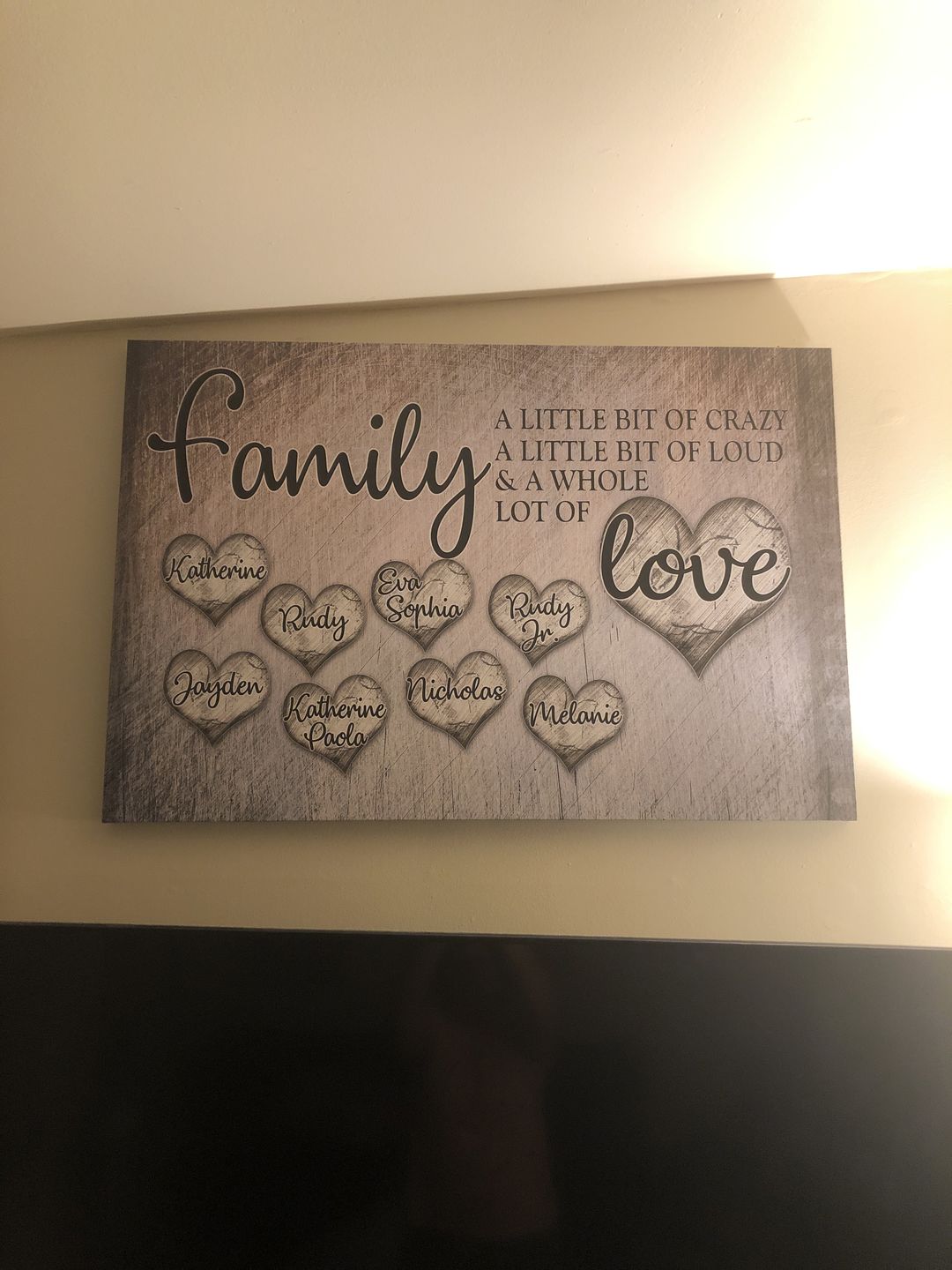Customer photo review of Personalized "Family... Love" Premium Canvas