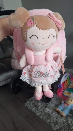 Customer photo review of Personalized Strawberry Doll Backpack