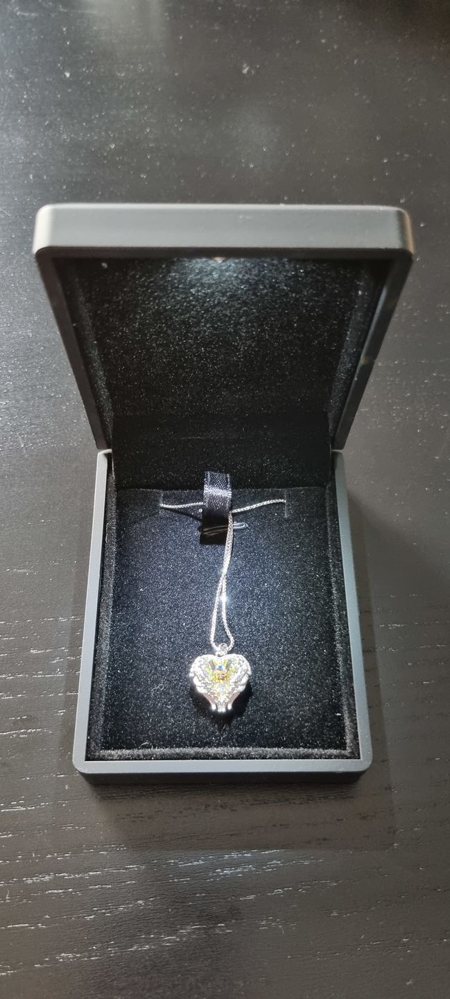 Customer photo review of Guardian Angel Wings Necklace