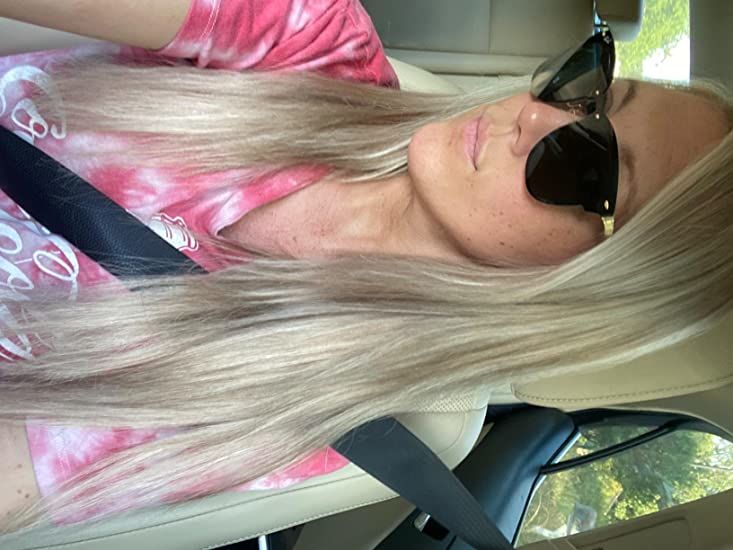 Customer photo review of Flat Silk Weft Hair Extensions Invisible Hair Highlight Blonde #P19/60