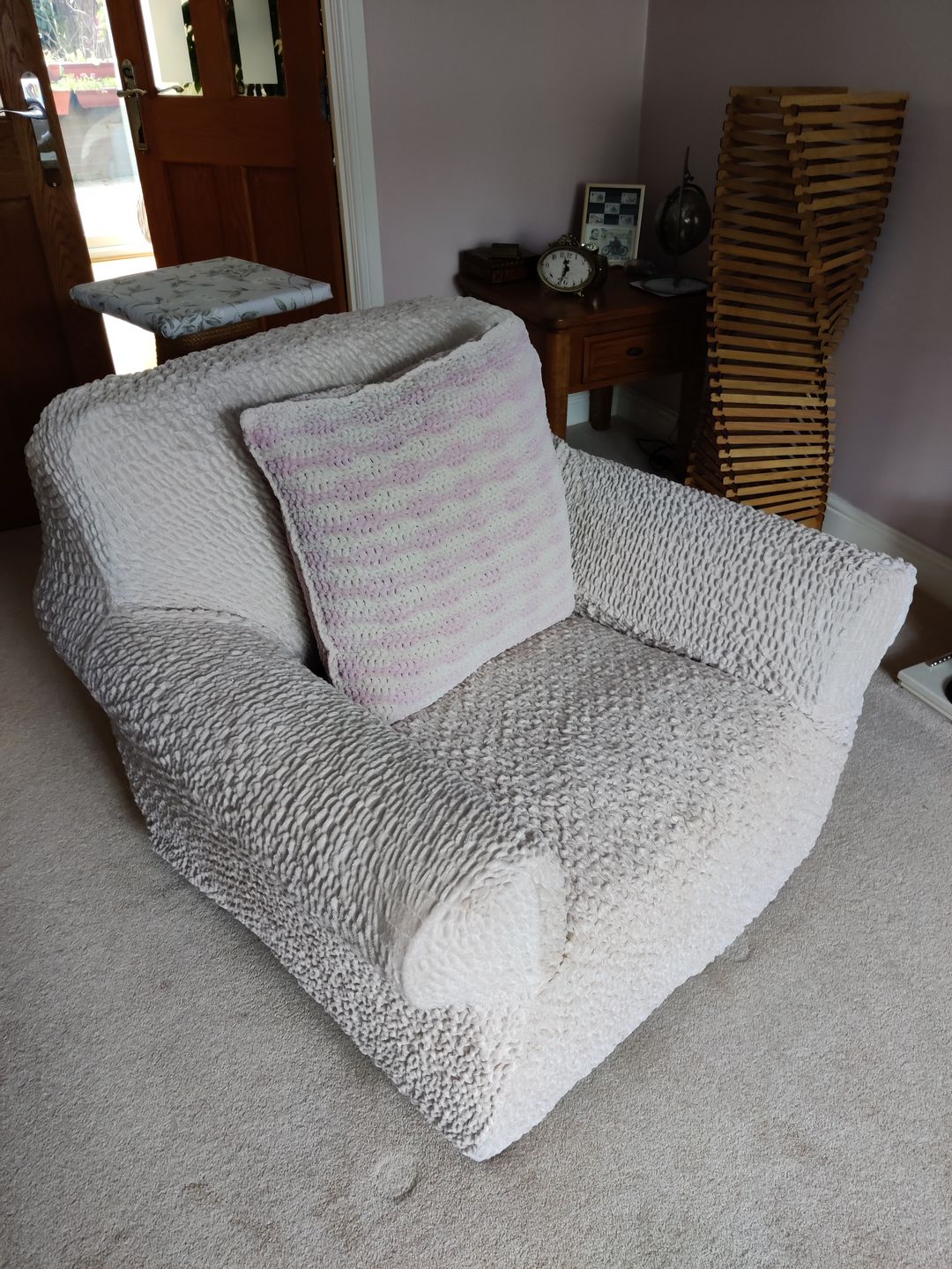 Customer photo review of Arm Chair Cover - Beige, Velvet