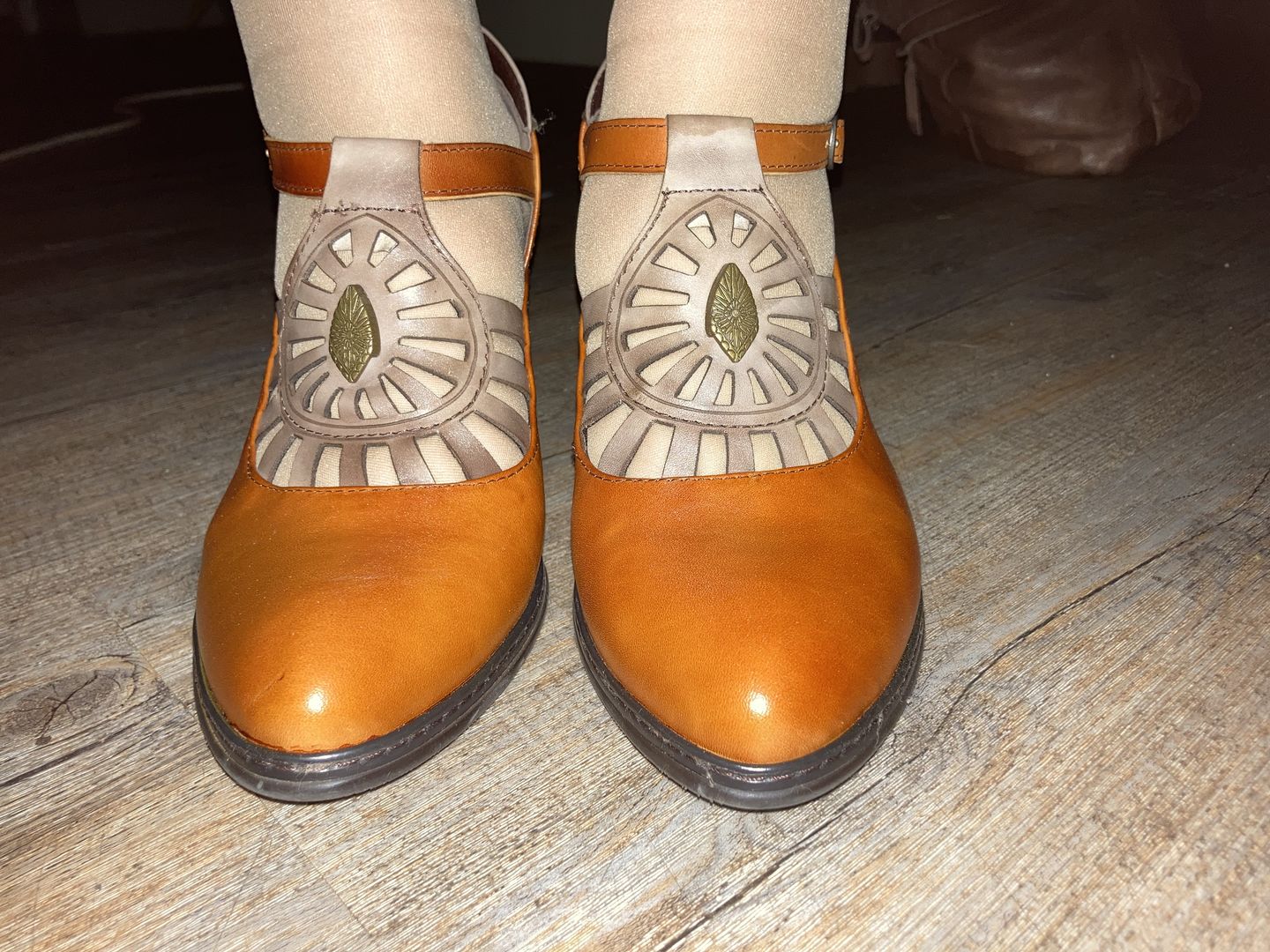 Customer photo review of Retro Leather Adjustable Belt High Heels