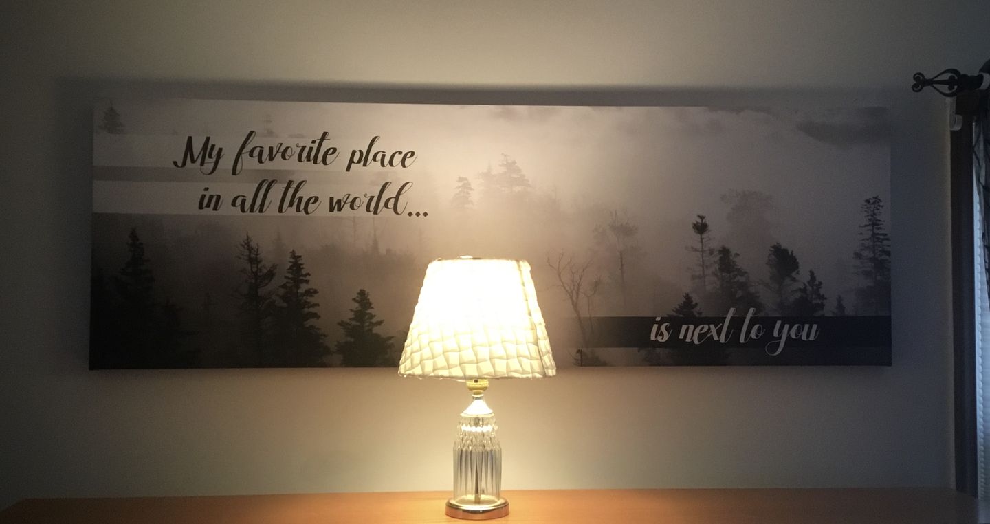Customer photo review of My Favorite Place In All The World Is Next To You Canvas Framed Wall Art For Couples