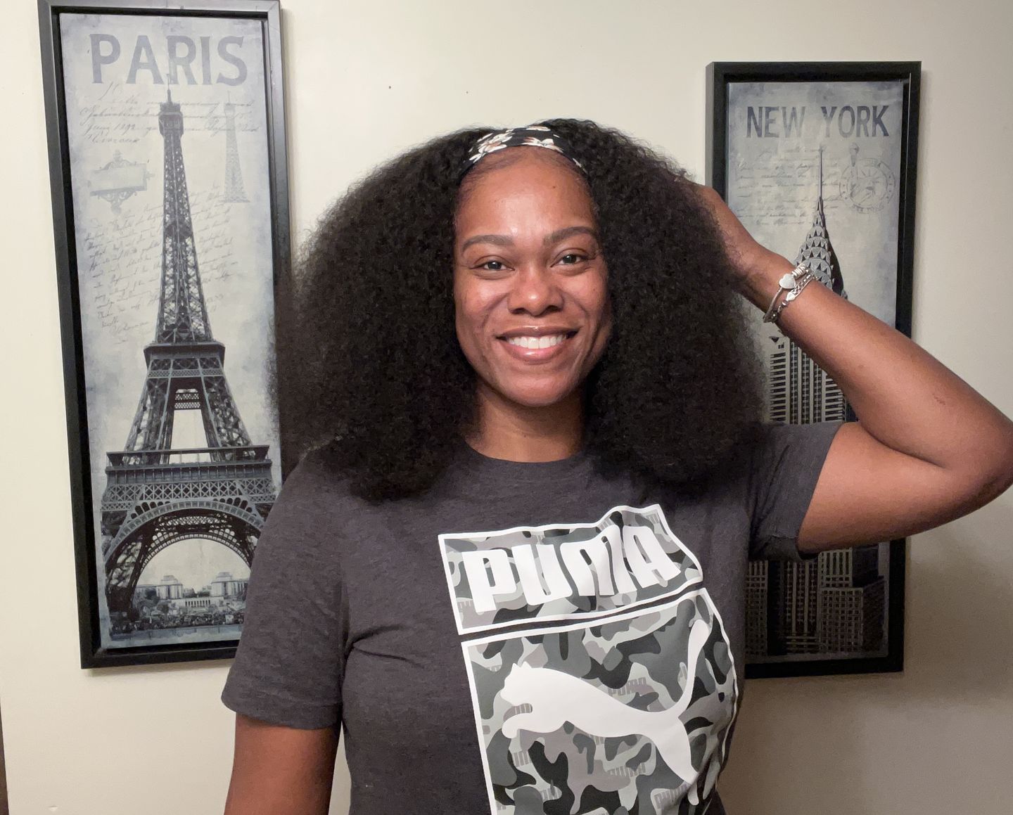 Customer photo review of Ella Jerry Curly Human Hair Headband Wig