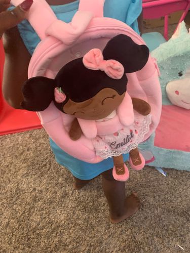 Customer photo review of Personalized Strawberry Doll Backpack