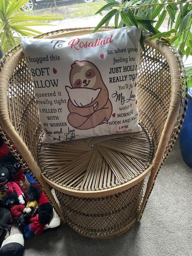 Customer photo review of I Hugged This Soft Pillow (Sloth) - Pillowcase