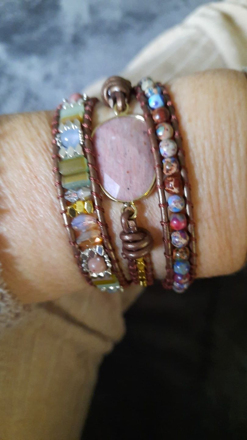 Customer photo review of Healing Rhodochrosite Wrap Bracelet
