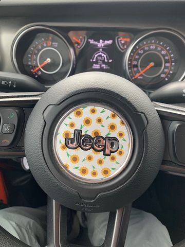 Customer photo review of Floral Steering Wheel Decal for Jeep