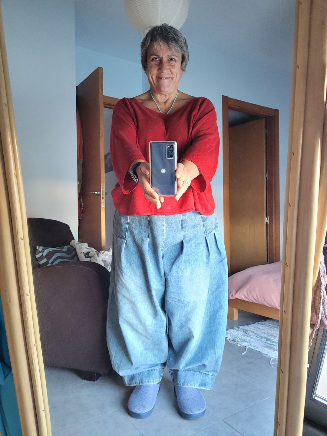 Customer photo review of Plus Size - Simple Pure Color Loose Jeans