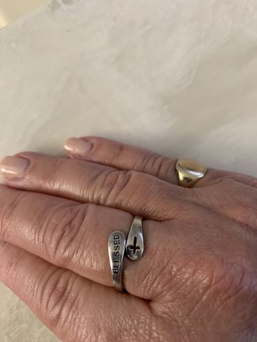 Customer photo review of 925 Sterling Silver Blessed Cross Ring - One Size Fits All