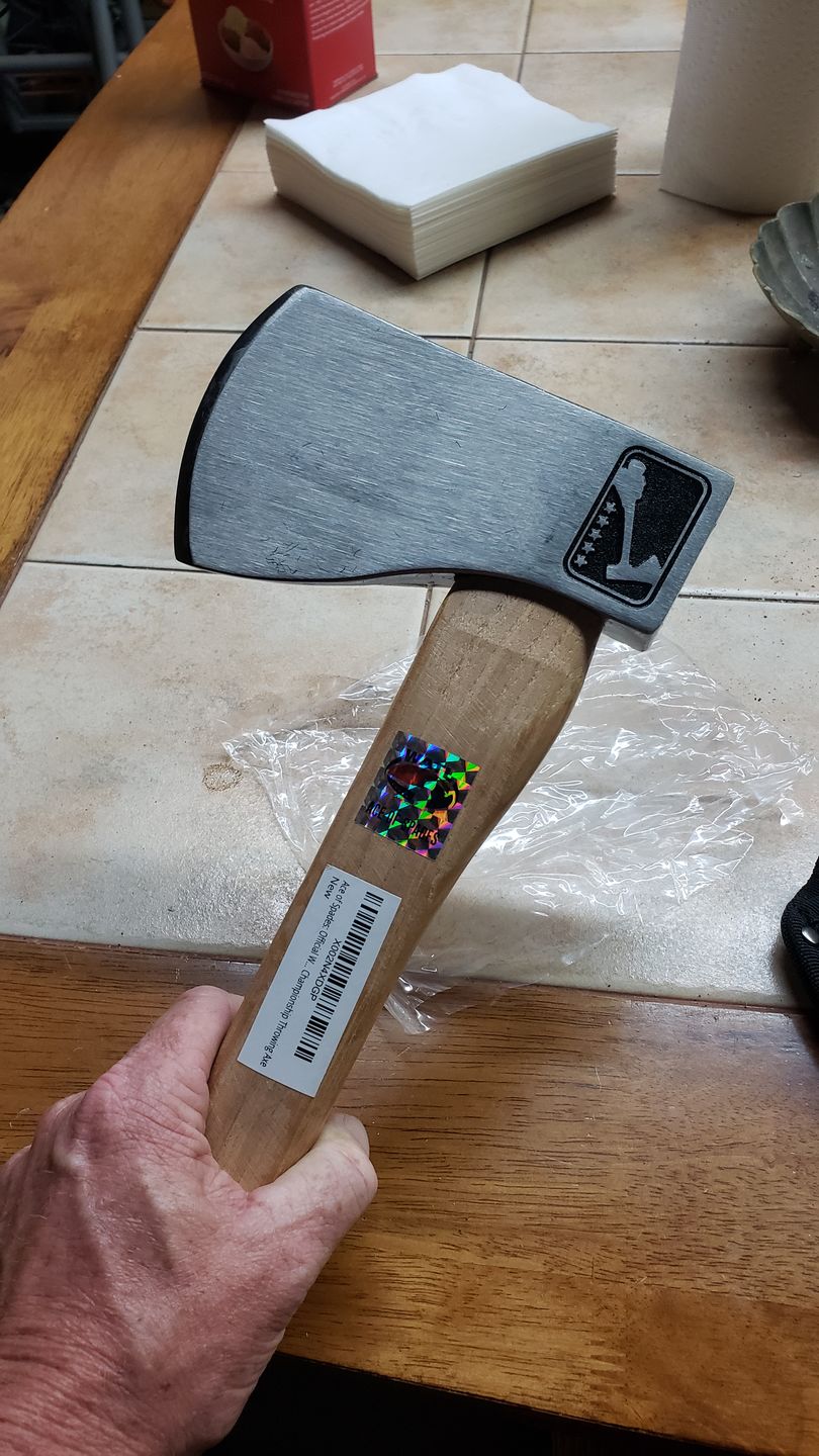 Customer photo review of Ace of Spades Throwing Axe (3rd Generation)