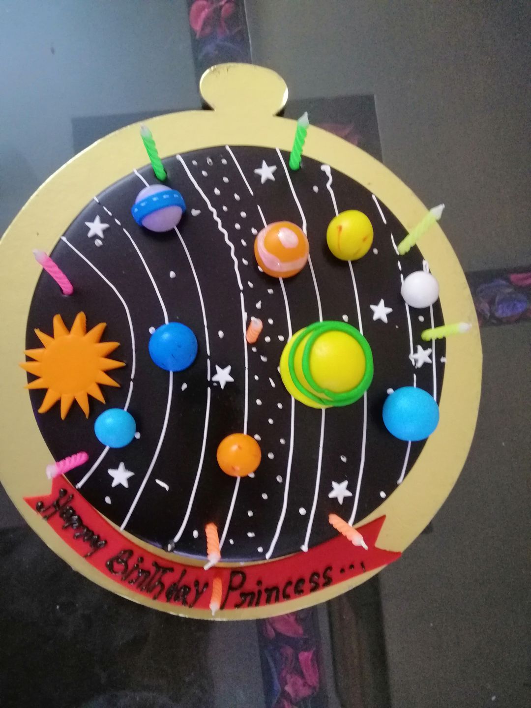 Customer photo review of Solar System Theme Cake