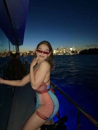 Customer photo review of Hollow out self tie mesh see through multicolor dress