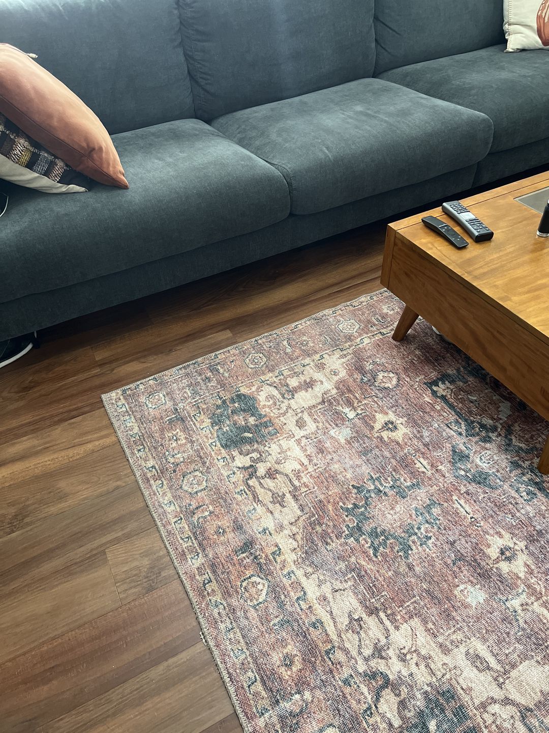 Customer photo review of Distressed Vintage Cezanne Terracotta Area Rug