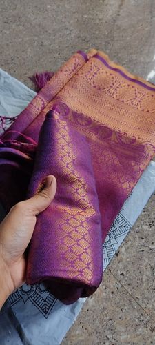 Customer photo review of Wine Purple Kanjivaram Saree