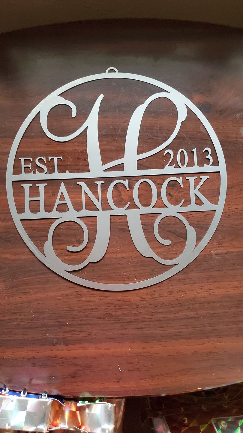 Customer photo review of 15" Established Circle Name and Date Monogram