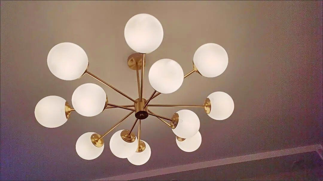 Customer photo review of 12-Light Two-tier Sputnik Opal Globe Chandelier