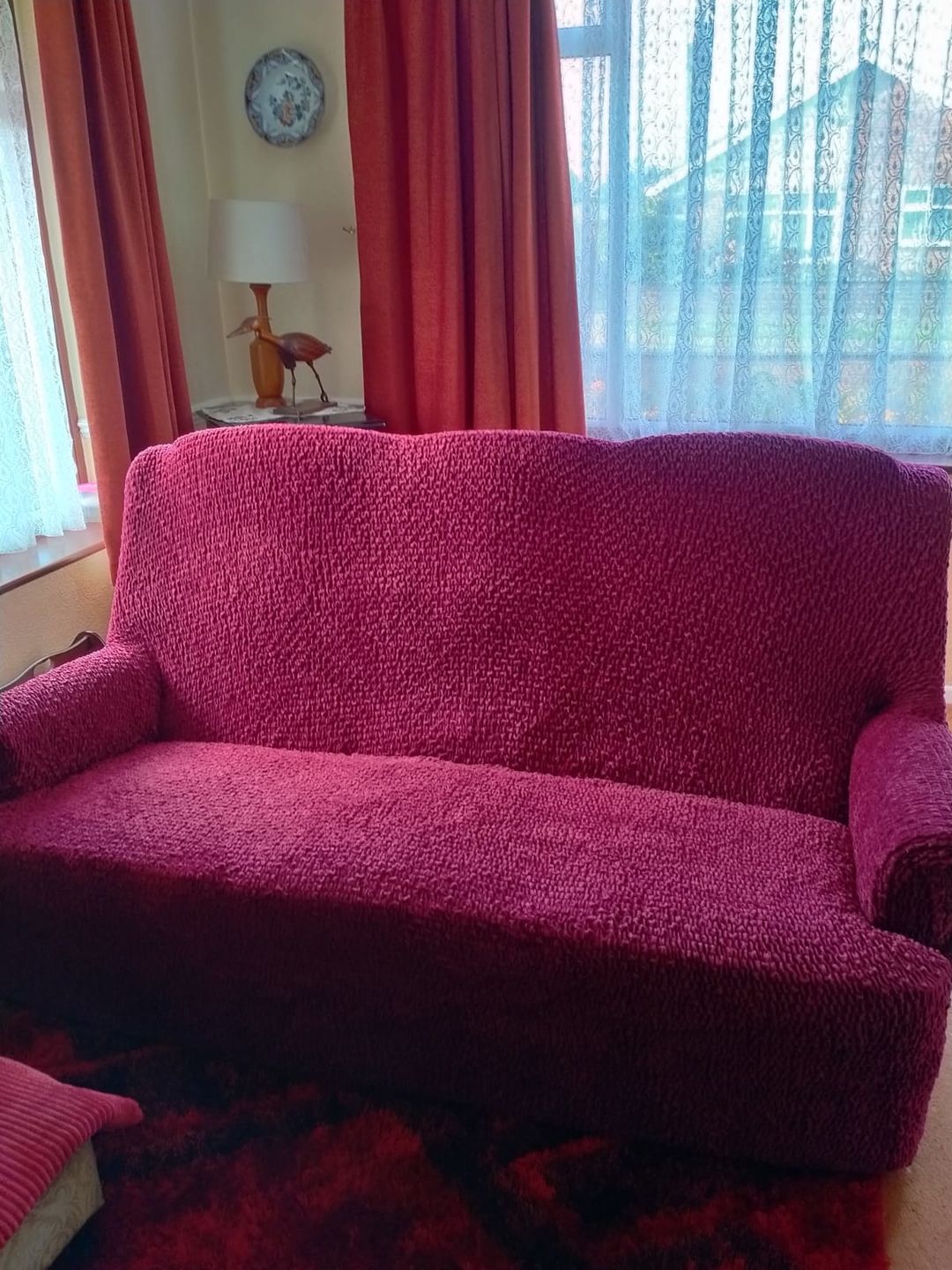 Customer photo review of 3 Seater Sofa Cover - Bordeaux, Velvet Collection