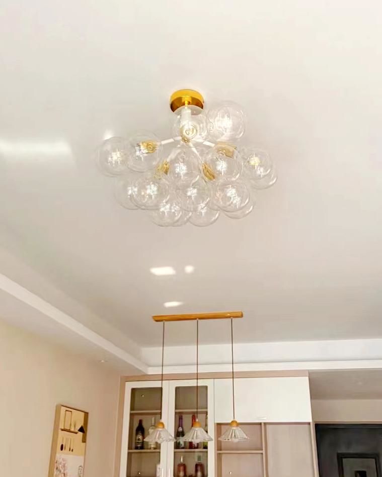 Customer photo review of Modern Cluster Glass Bubble Chandelier / Semi Flush