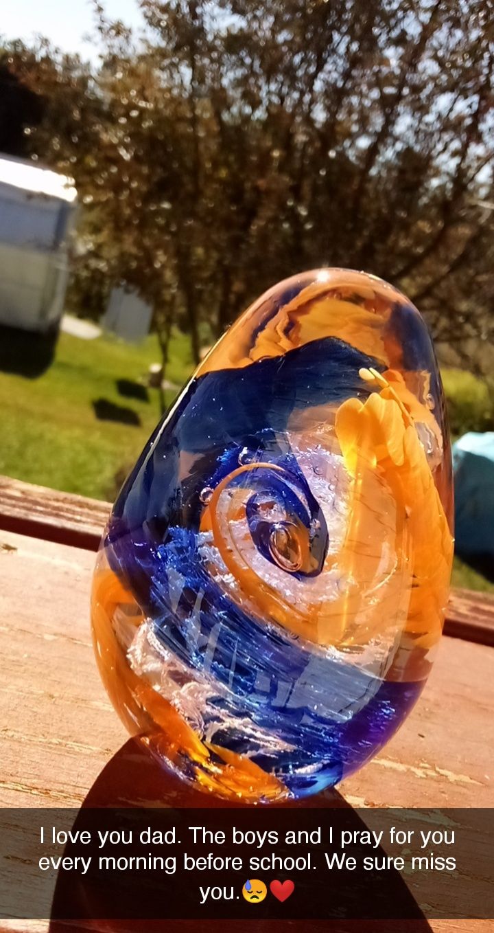 Customer photo review of Glimmer Egg with Cremation Ash