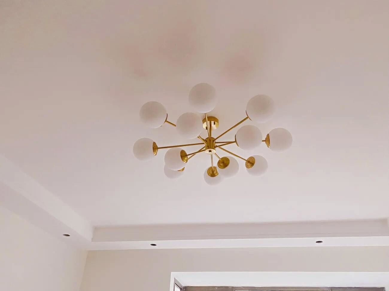 Customer photo review of 12-Light Two-tier Sputnik Opal Globe Chandelier