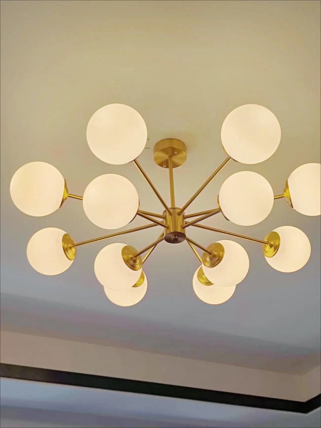 Customer photo review of 12-Light Two-tier Sputnik Opal Globe Chandelier