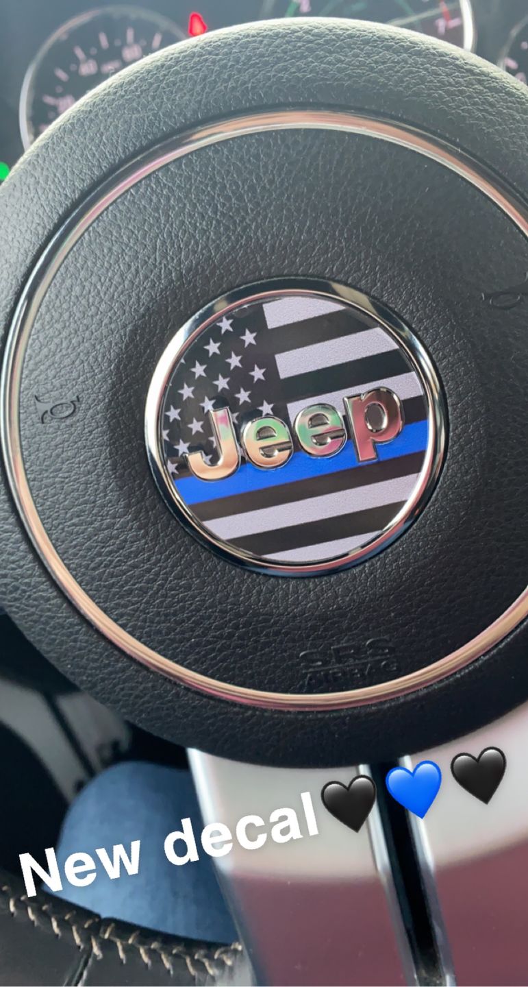 Customer photo review of First Responder Flag Steering Wheel Decal for Jeep