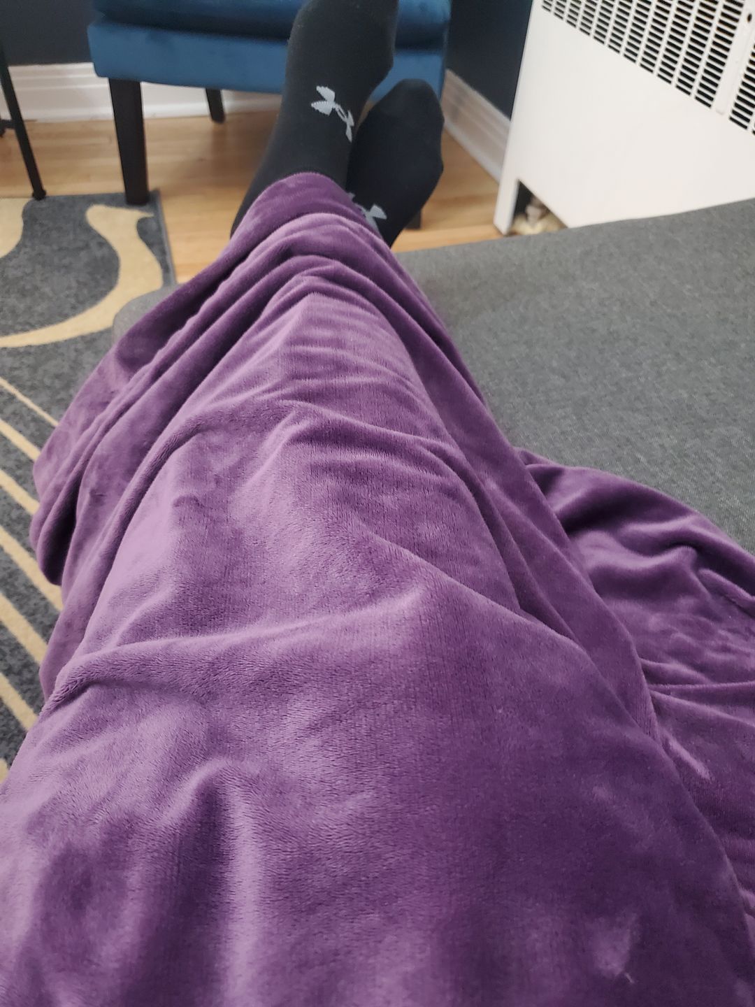 Customer photo review of BiggerBee Minky Throw Blanket PLC Jewel Purple
