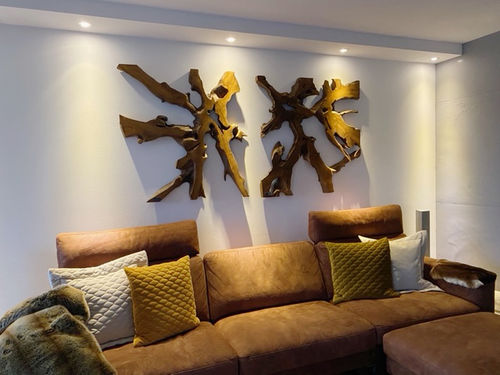 Customer photo review of Wandbild NAGA 100cm x 100cm aus Teak Holz
