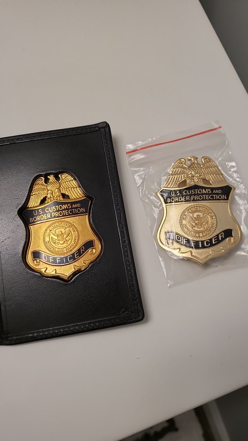Customer photo review of US CBP Officer Customs and Border Protection Badge Solid Copper Replica Movie Props
