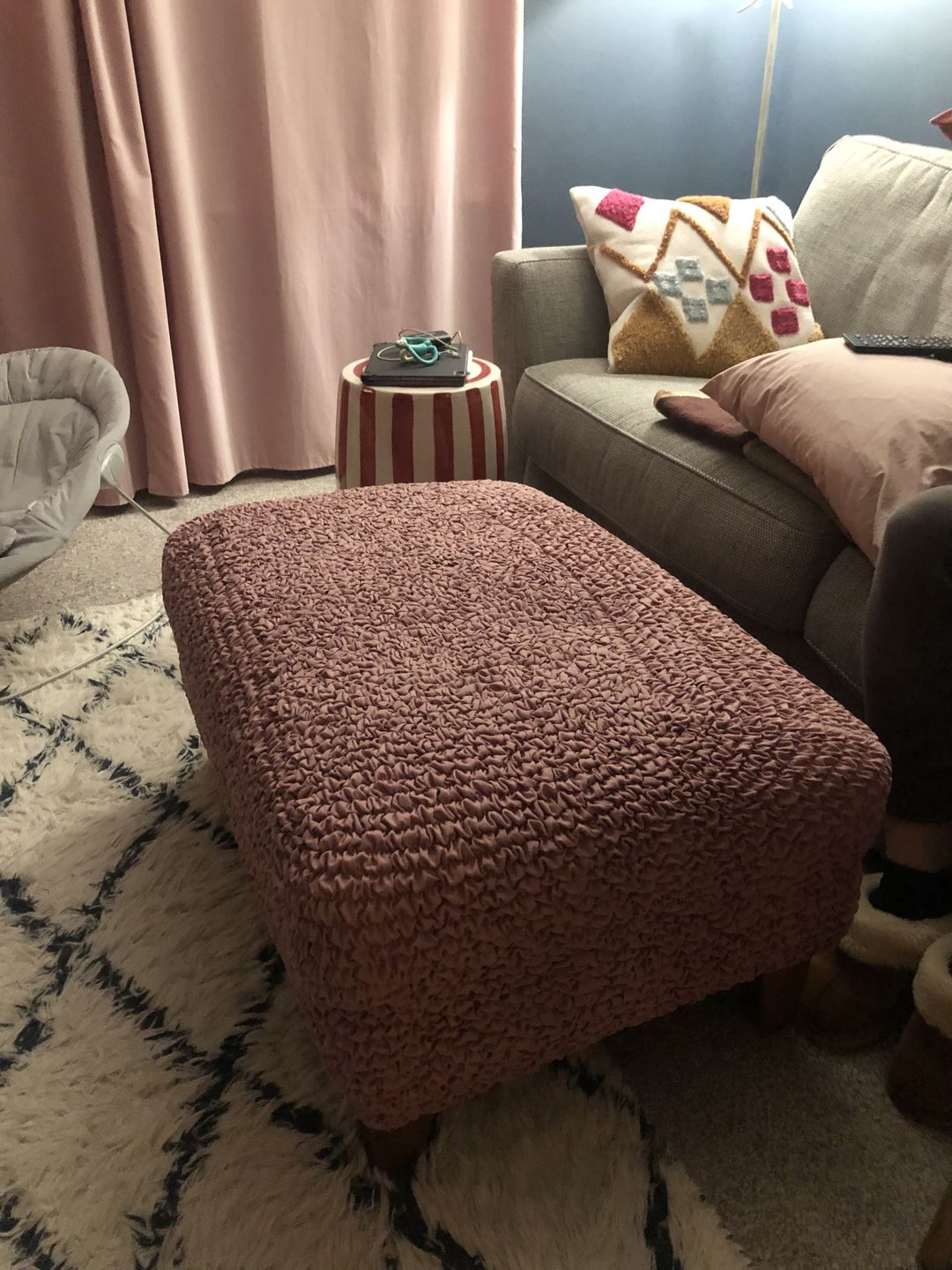 Customer photo review of Footstool Cover - Pink Microfibra