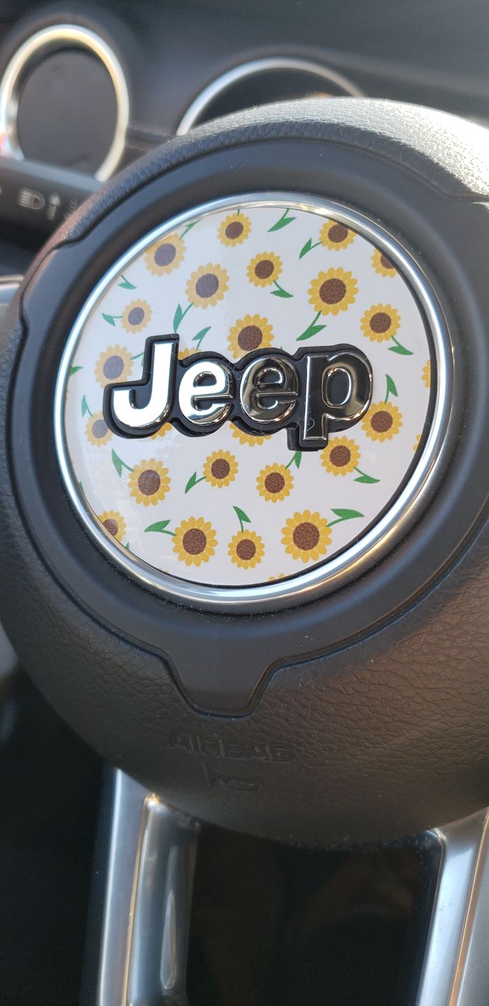 Customer photo review of Floral Steering Wheel Decal for Jeep