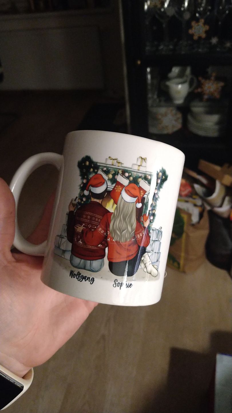 Customer photo review of Papa und Tochter vorm Kamin - Personalisierte Tasse