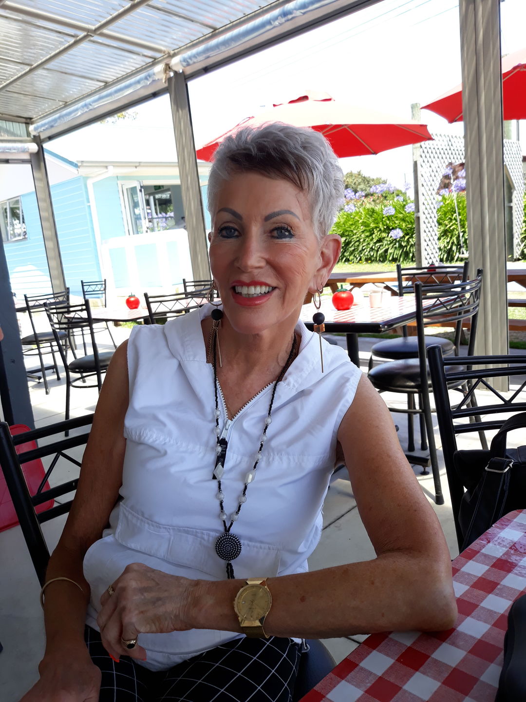 Customer photo review of Maori Bone Double Twist Necklace with Paua Tail